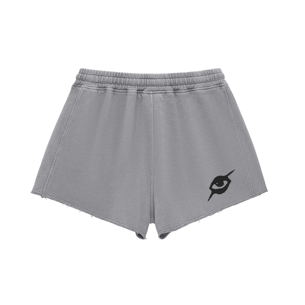 Snow Washed Raw Edge Drawstring Shorts