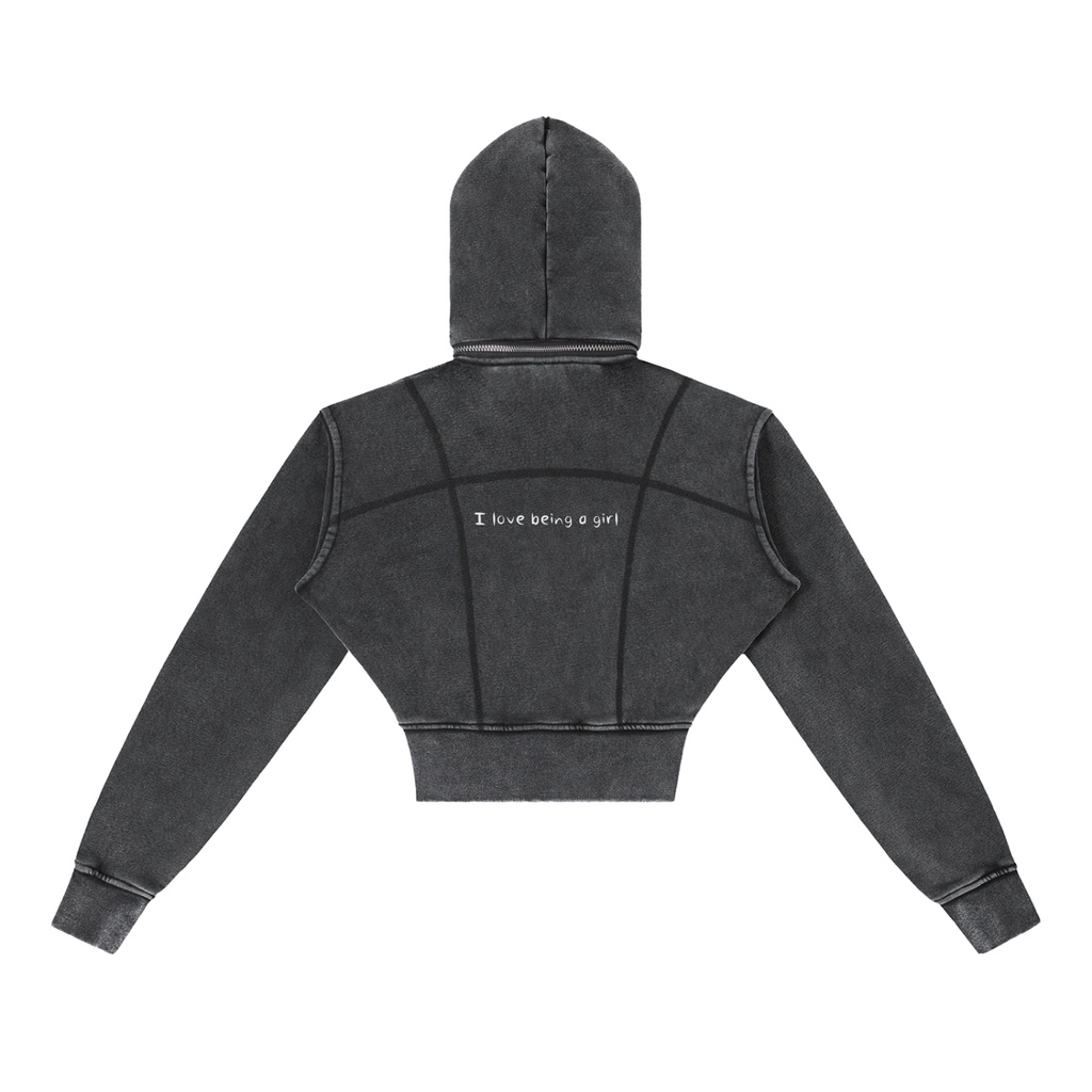"I love being a girl" - Cropped Fleece Hoodie