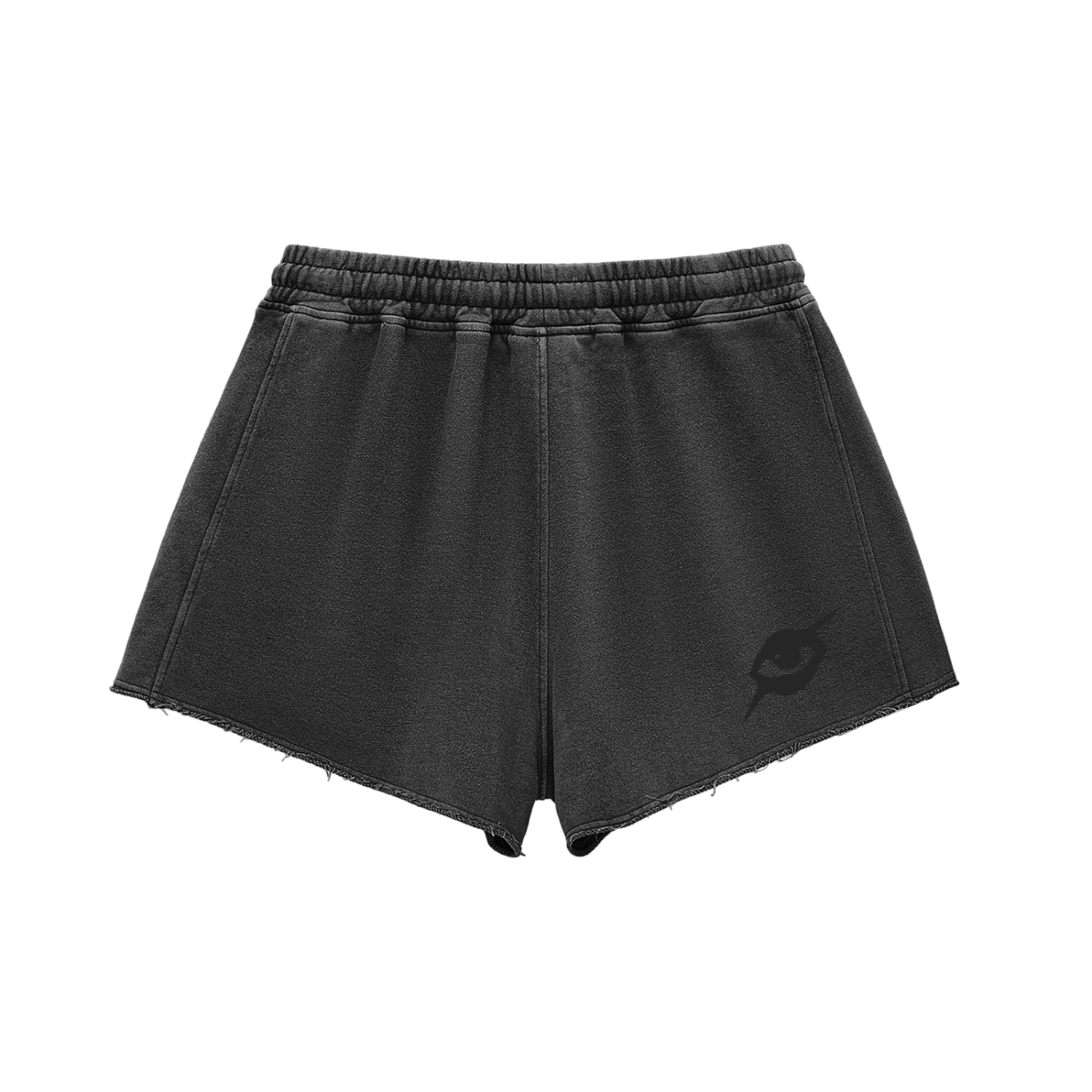 Snow Washed Raw Edge Drawstring Shorts