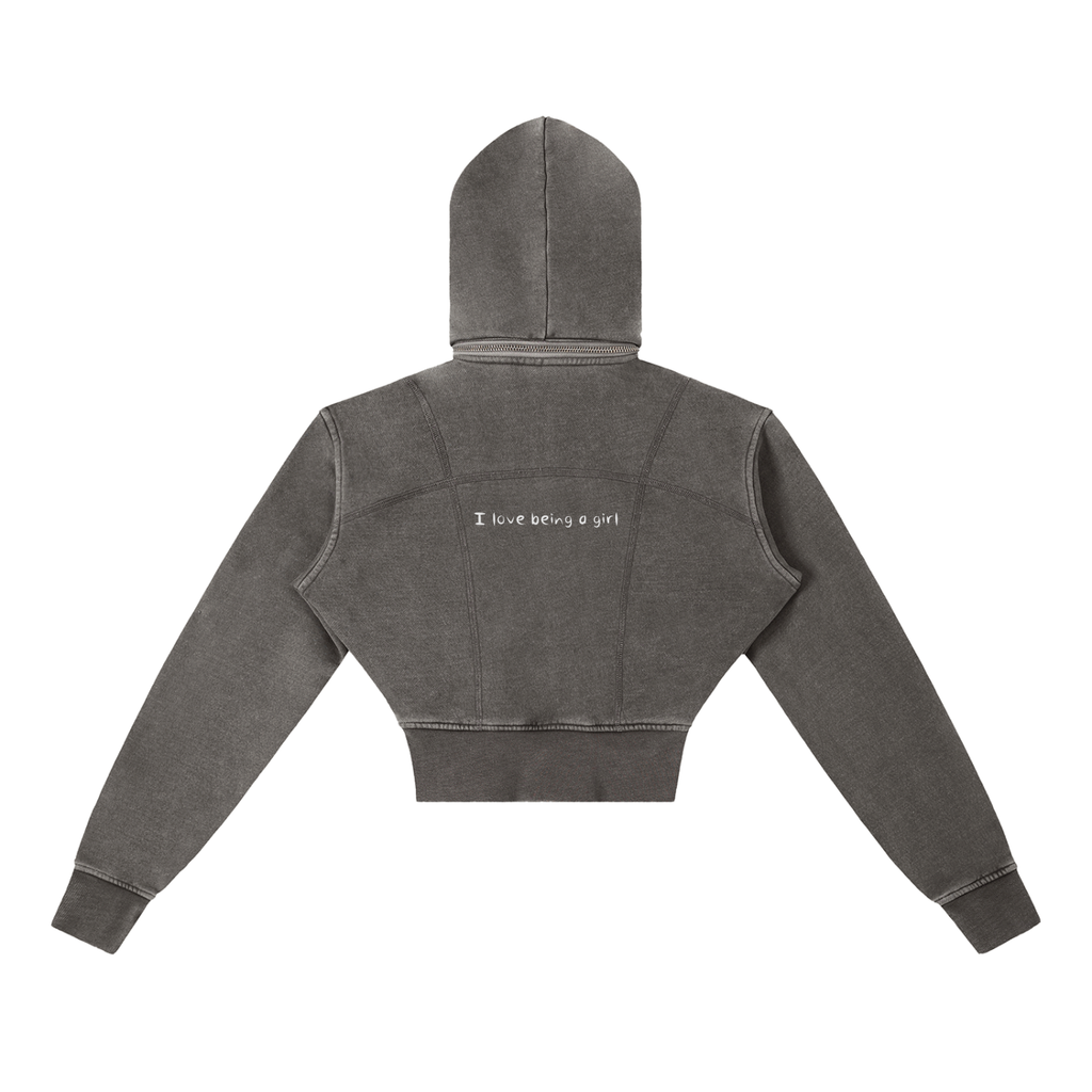 "I love being a girl" - Cropped Fleece Hoodie