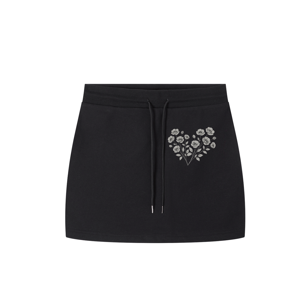 Flower Heart Drawstring Skirt