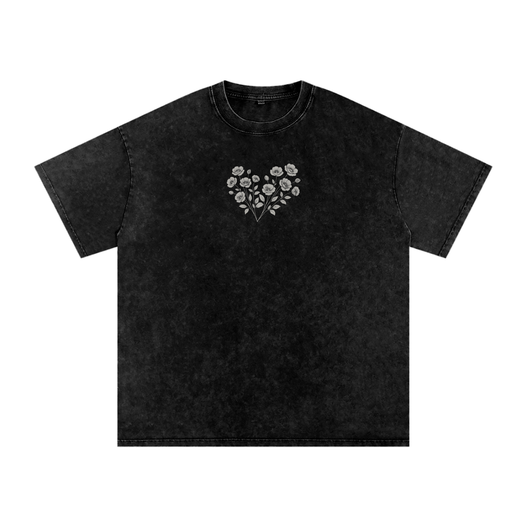 Flower Heart - Washed Oversized Tee