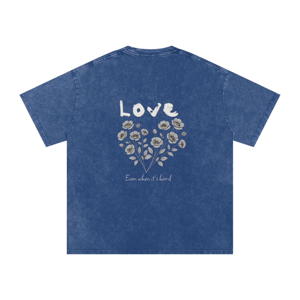 Flower Heart - Washed Oversized Tee